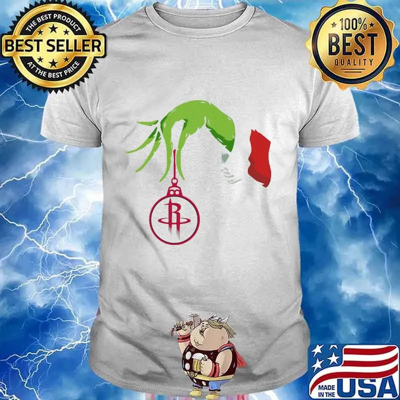 Merry christmas grinch holding houston rockets logo shirt
