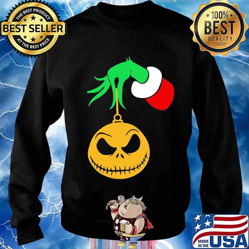 Merry christmas grinch holding jack skellington s Sweater