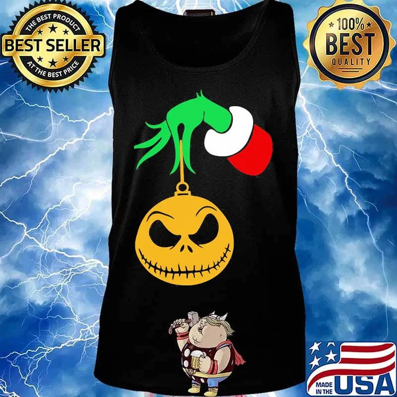 Merry christmas grinch holding jack skellington s Tank top