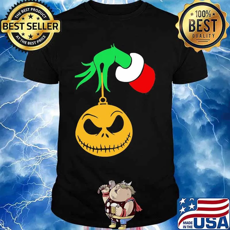 Merry christmas grinch holding jack skellington shirt