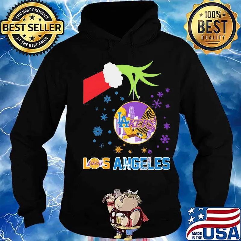 Merry christmas grinch holding los angeles lakers s Hoodie