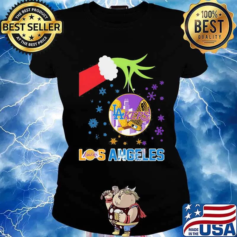 Merry christmas grinch holding los angeles lakers s Ladies tee