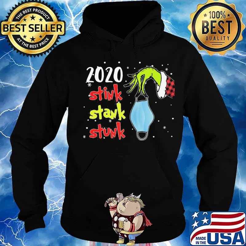 Merry christmas grinch holding mask 2020 stink stank stunk s Hoodie