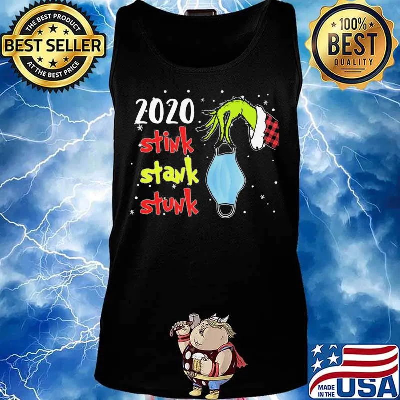 Merry christmas grinch holding mask 2020 stink stank stunk s Tank top