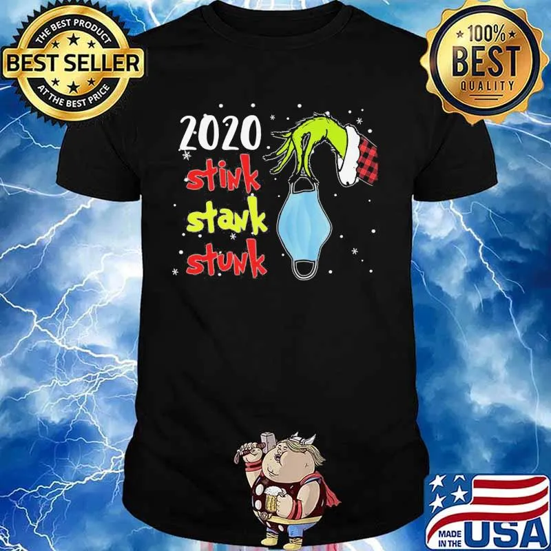 Merry christmas grinch holding mask 2020 stink stank stunk shirt