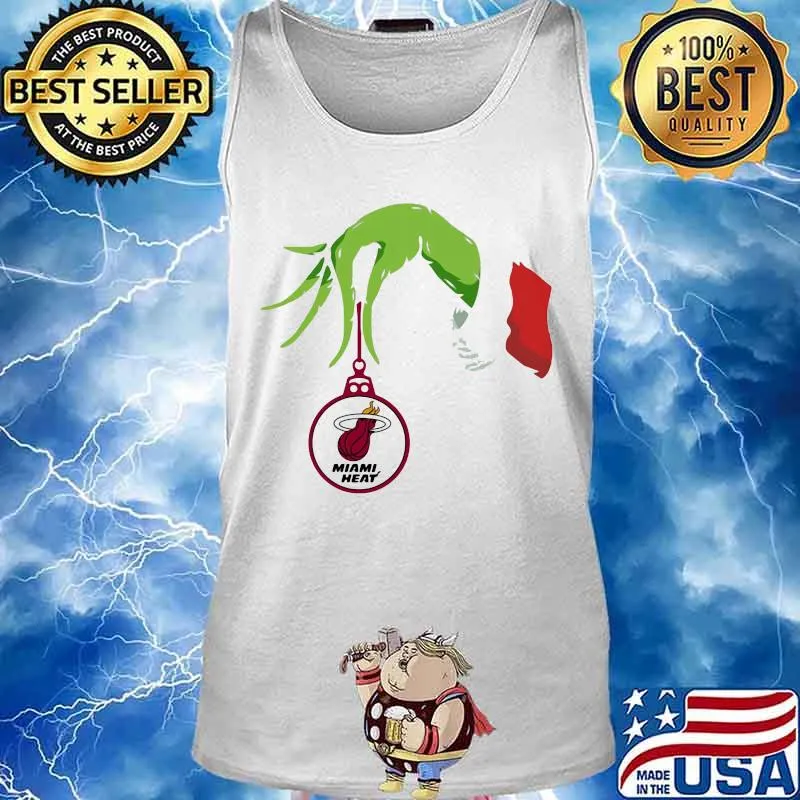 Merry christmas grinch holding miami heat logo s Tank top