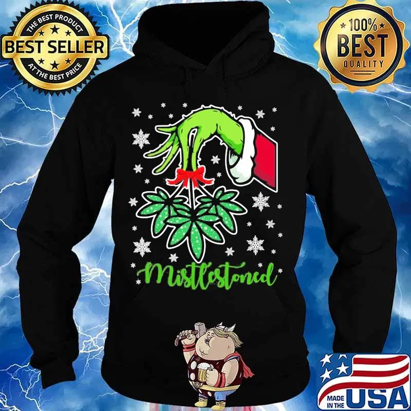 Merry christmas grinch holding mistlestoned weed s Hoodie