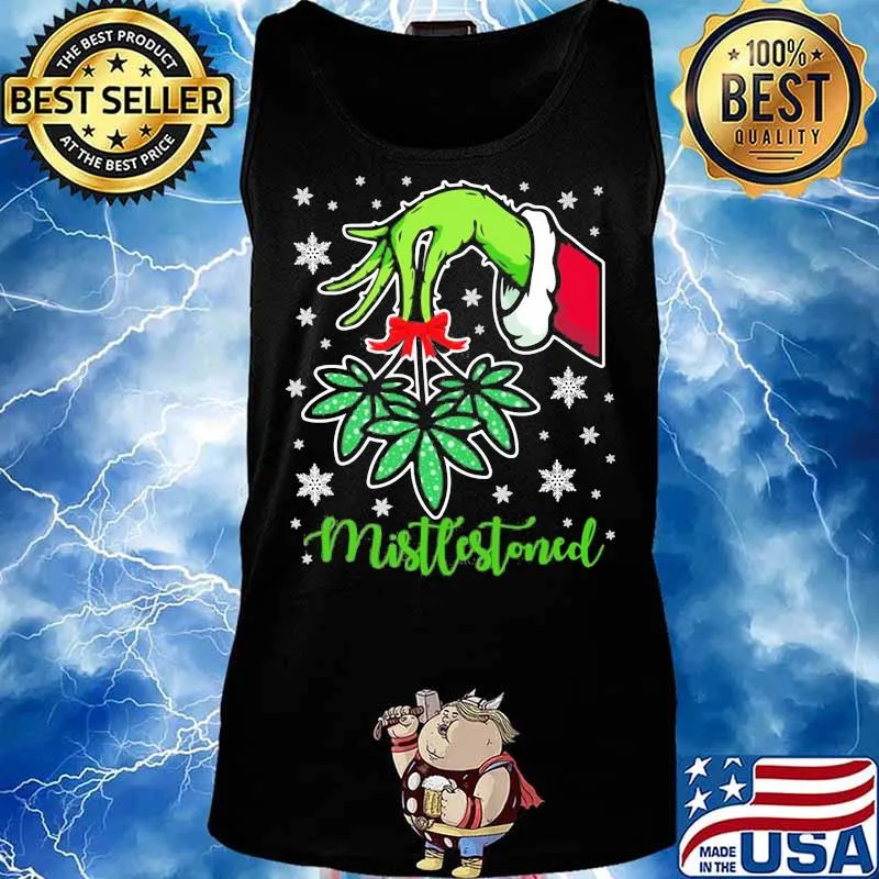 Merry christmas grinch holding mistlestoned weed s Tank top