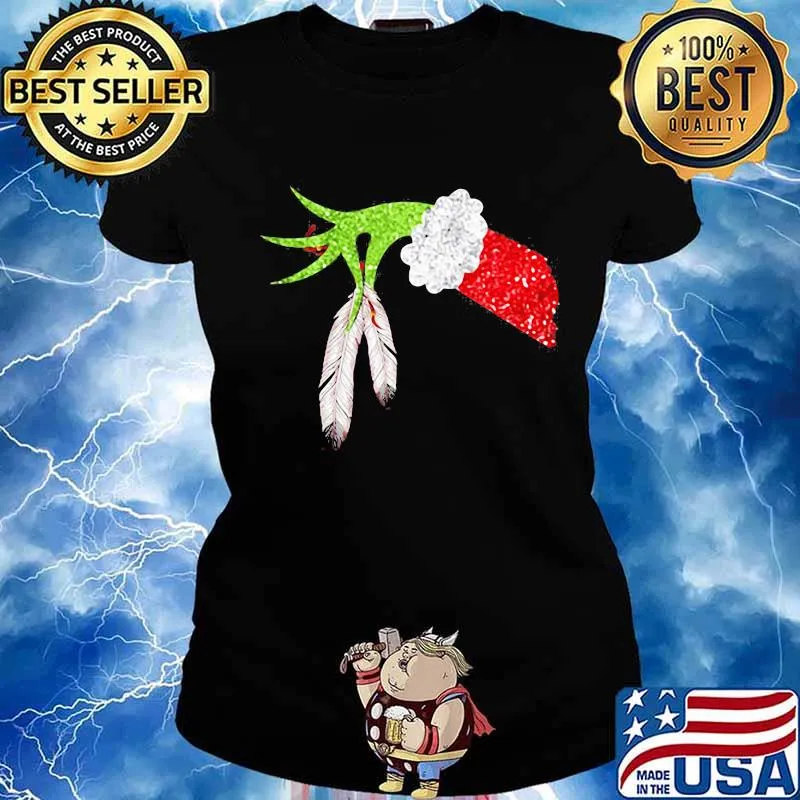 Merry christmas grinch holding native s Ladies tee
