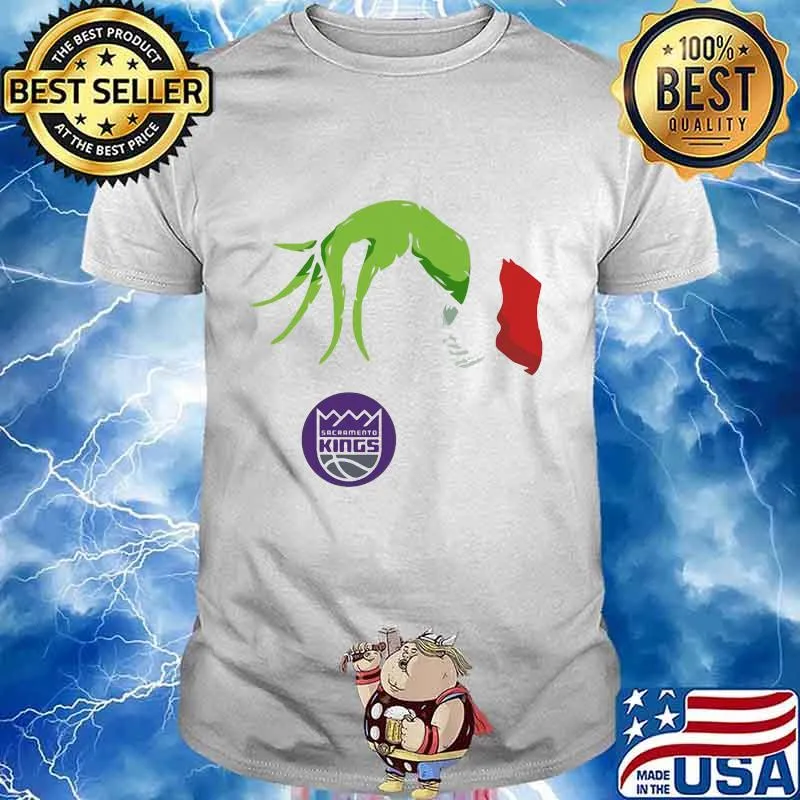 Merry christmas grinch holding sacramento kings logo shirt