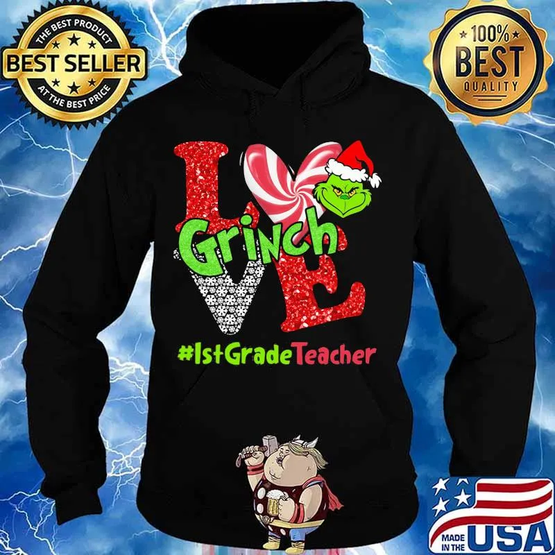 Merry christmas grinch love 1st grade teacher s Hoodie