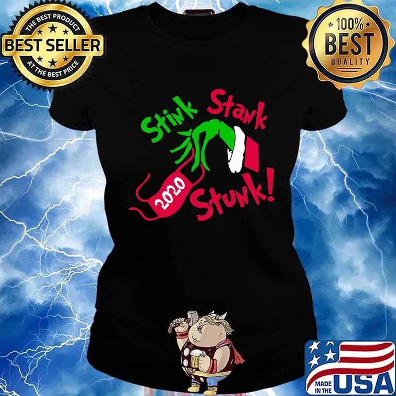 Merry christmas grinch mask 2020 stink stank stunk s Ladies tee