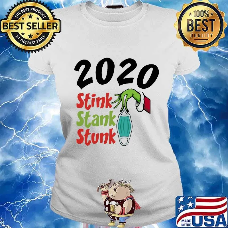 Merry christmas grinch mask stink stank stunk 2020 s Ladies tee