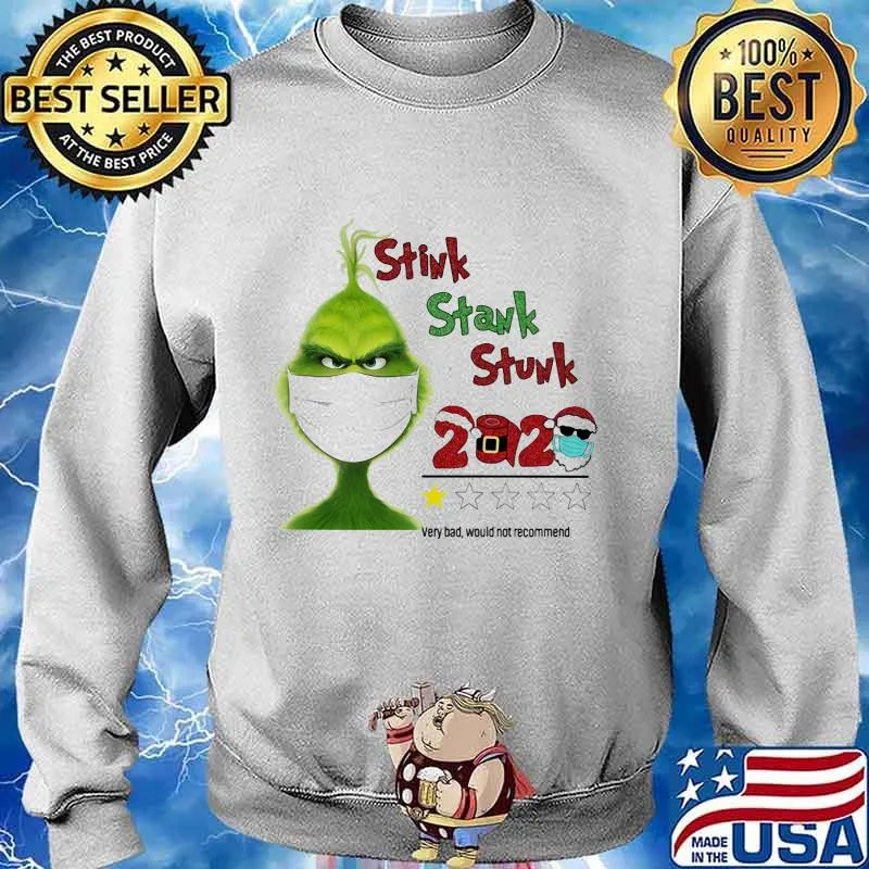 Merry christmas grinch mask stink stank stunk 2020 very bad would not recommend stars s Sweater
