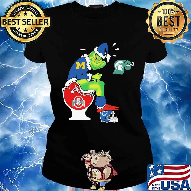 Merry christmas grinch ohio state buckeyes football toilet s Ladies tee