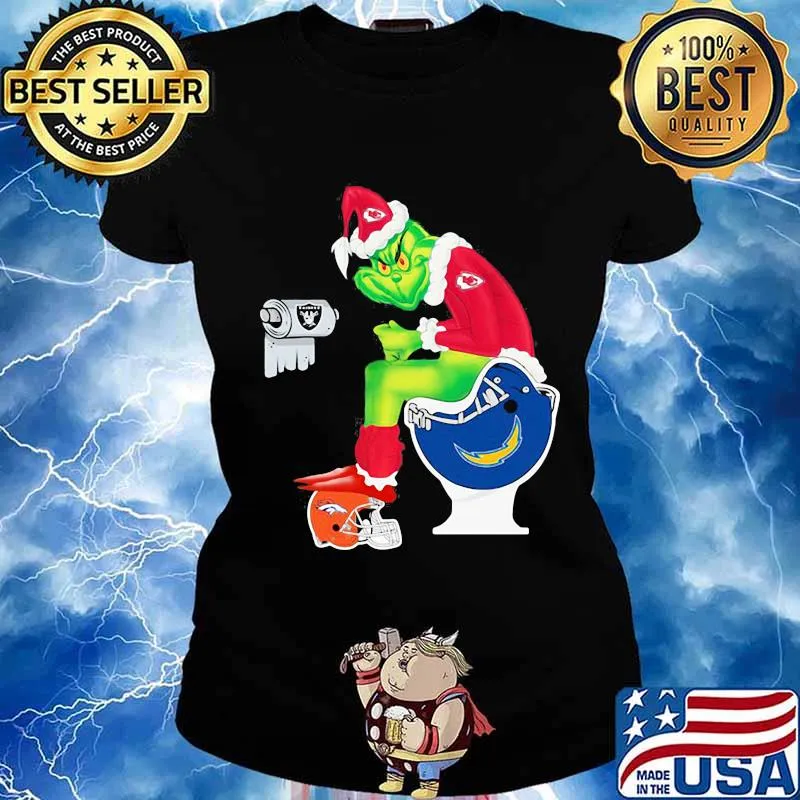Merry christmas grinch santa kansas city chiefs s Ladies tee