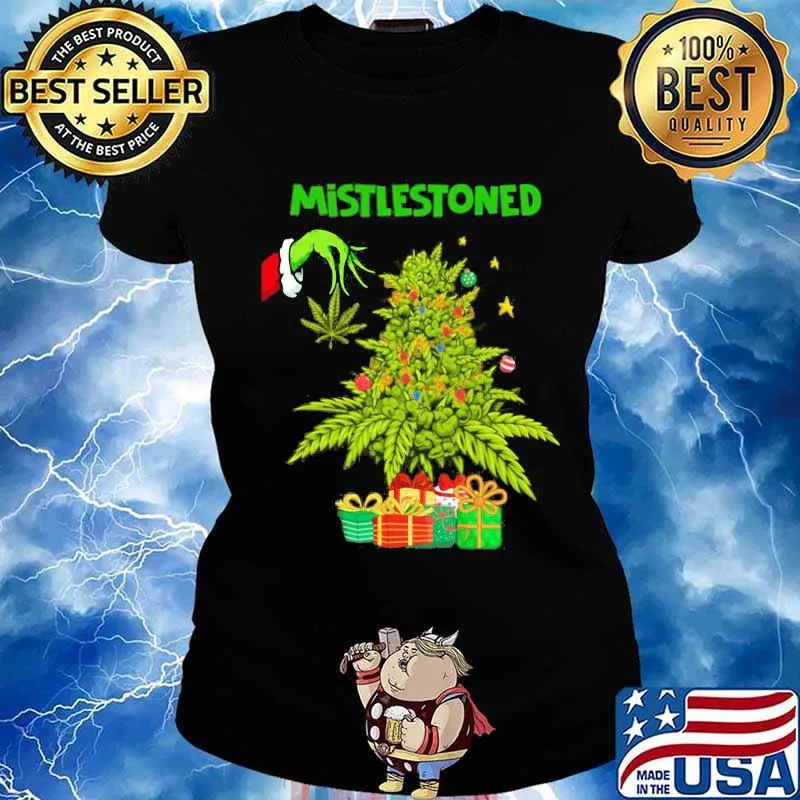 Merry christmas grinch weed mistlestoned s Ladies tee