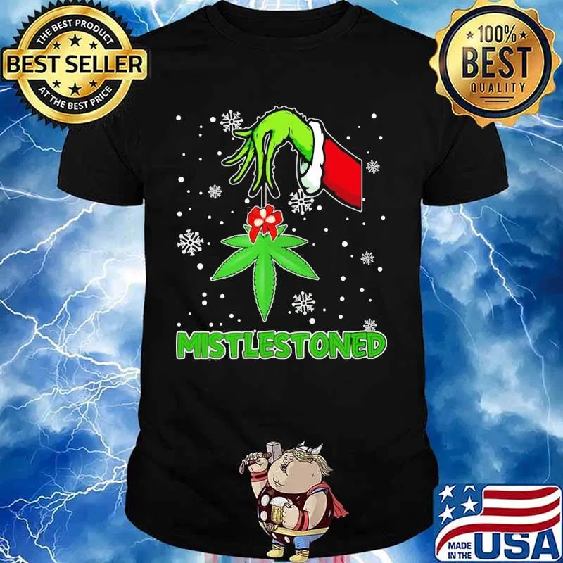 Merry christmas grinch weed mistlestoned snow shirt