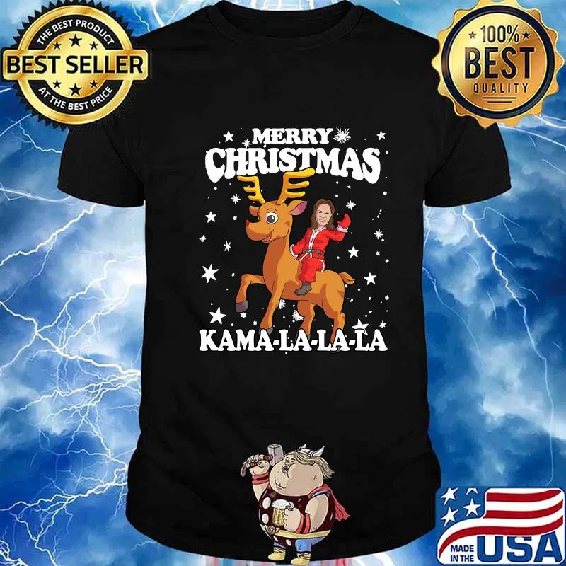 Merry Christmas Kama la la la Kamala Harris Riding Reindeer Shirt