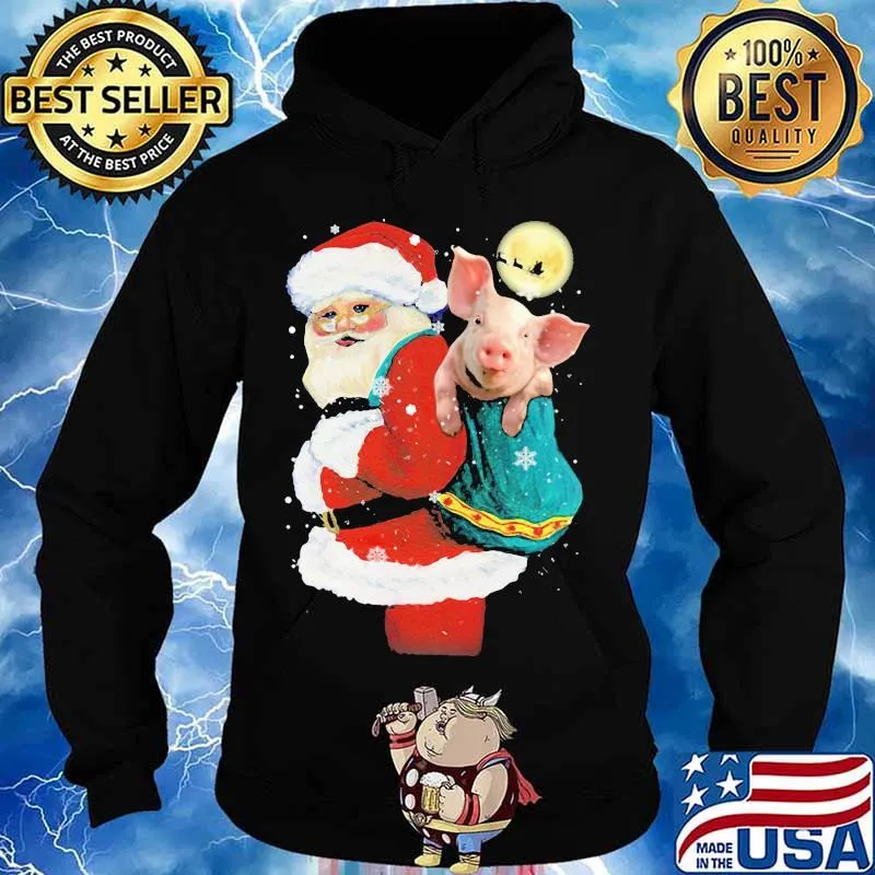Merry christmas pig and santa claus s Hoodie