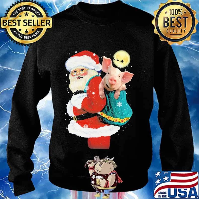 Merry christmas pig and santa claus s Sweater