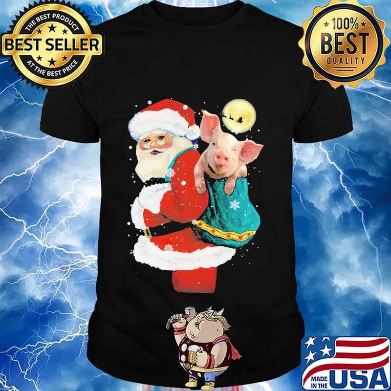 Merry christmas pig and santa claus shirt