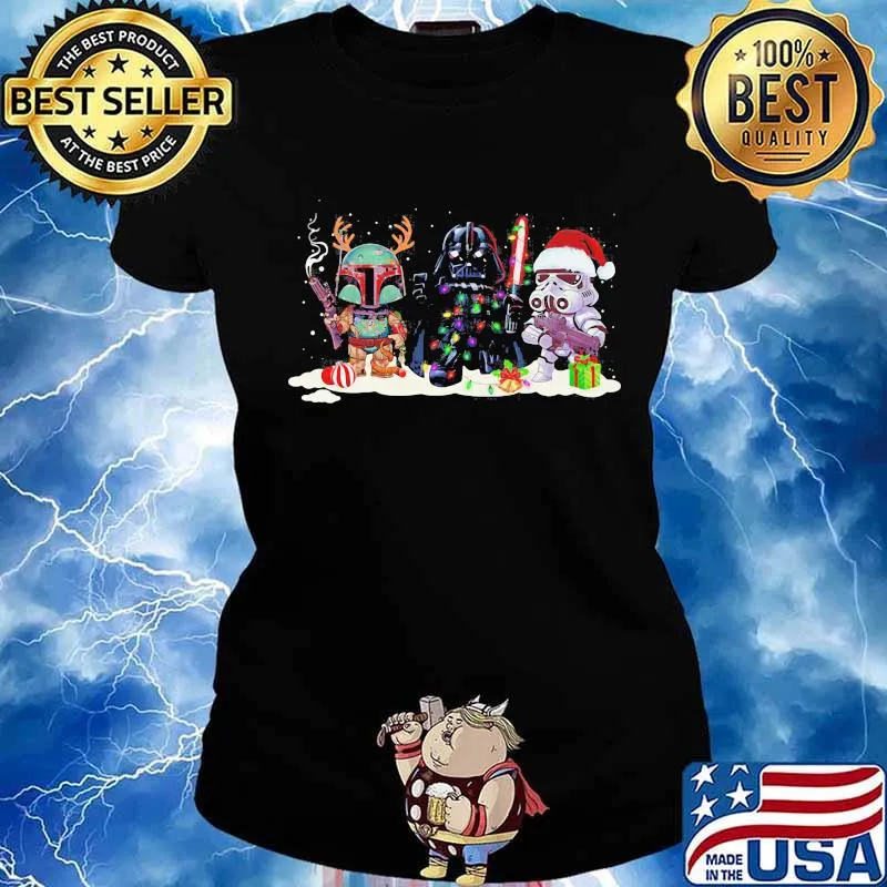 Merry christmas star wars darth vader santa lights snow s Ladies tee