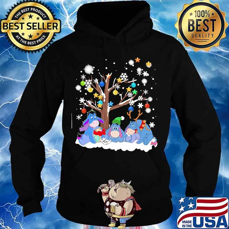 Merry christmas tree eeyore donkey snow s Hoodie