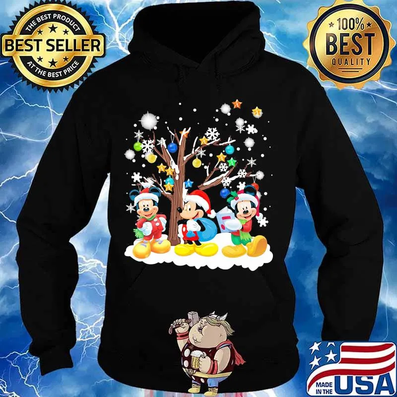 Merry christmas tree mickey mouse snow s Hoodie
