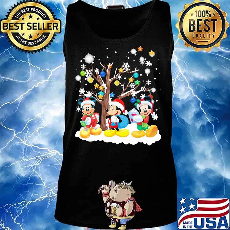 Merry christmas tree mickey mouse snow s Tank top
