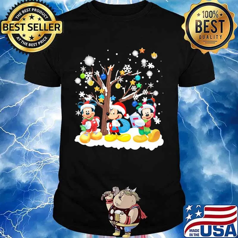 Merry christmas tree mickey mouse snow shirt