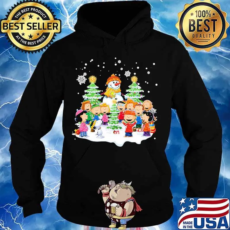 Merry christmas tree the peanuts characters snow s Hoodie