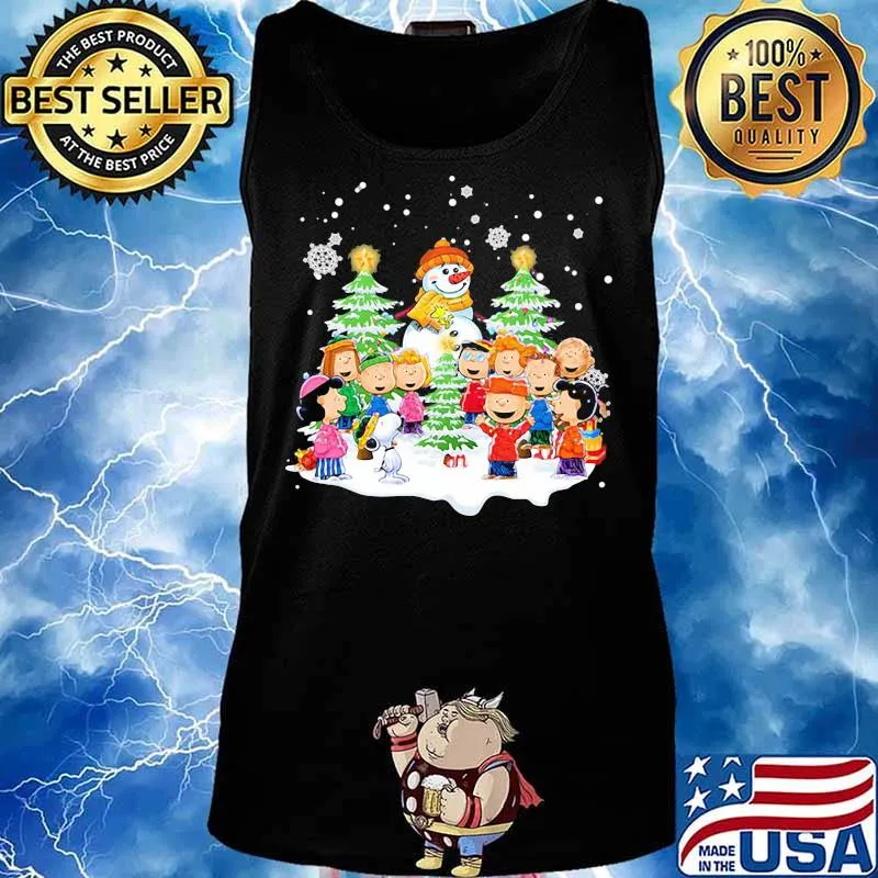 Merry christmas tree the peanuts characters snow s Tank top