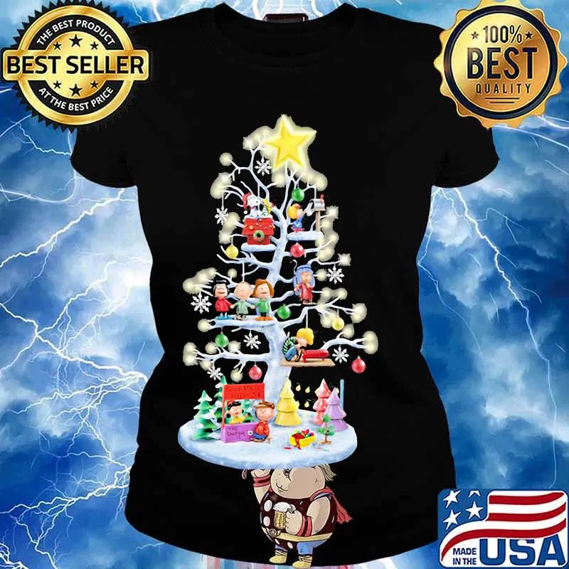 Merry christmas tree the peanuts characters star s Ladies tee