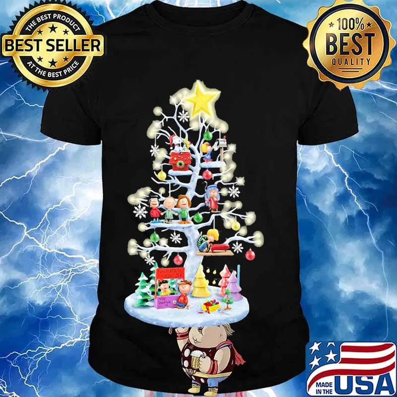 Merry christmas tree the peanuts characters star shirt