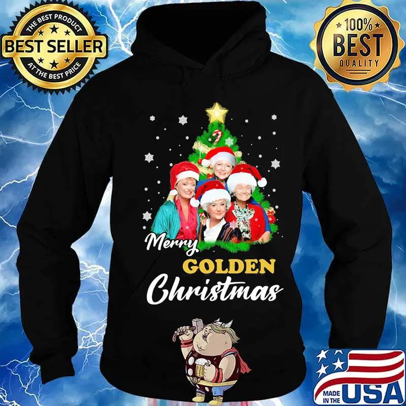 Merry golden christmas tree snow s Hoodie