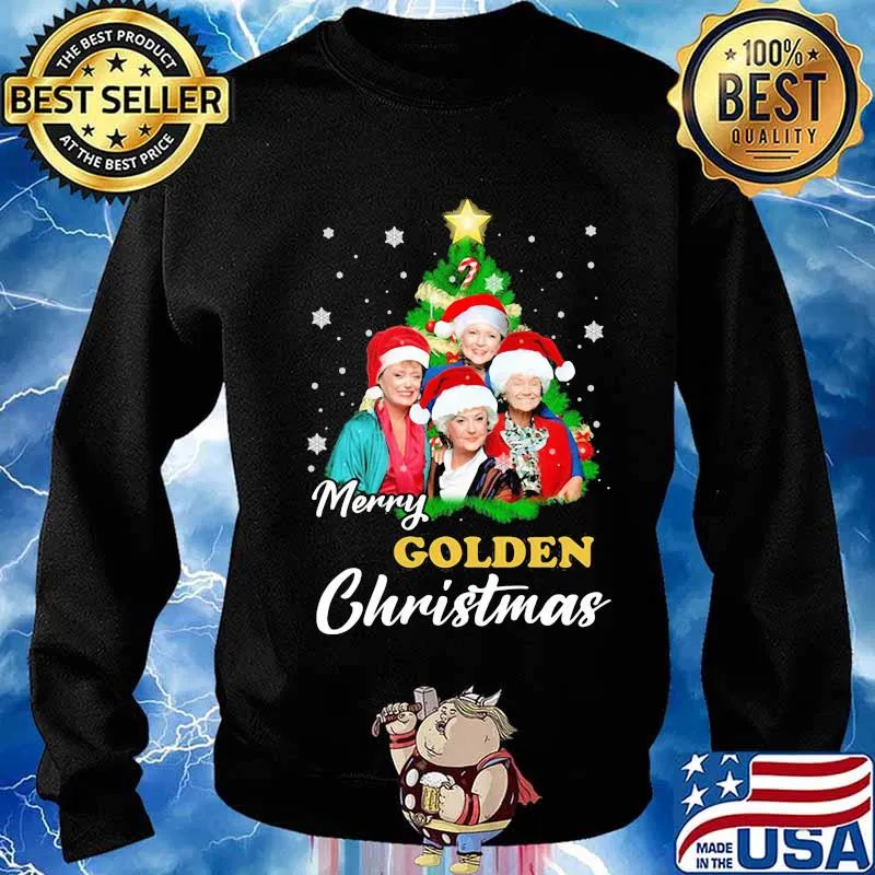 Merry golden christmas tree snow s Sweater