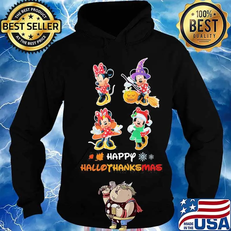 Mickey mouse and minnie mouse happy hallothanksmas halloween thanksgiving christmas s Hoodie