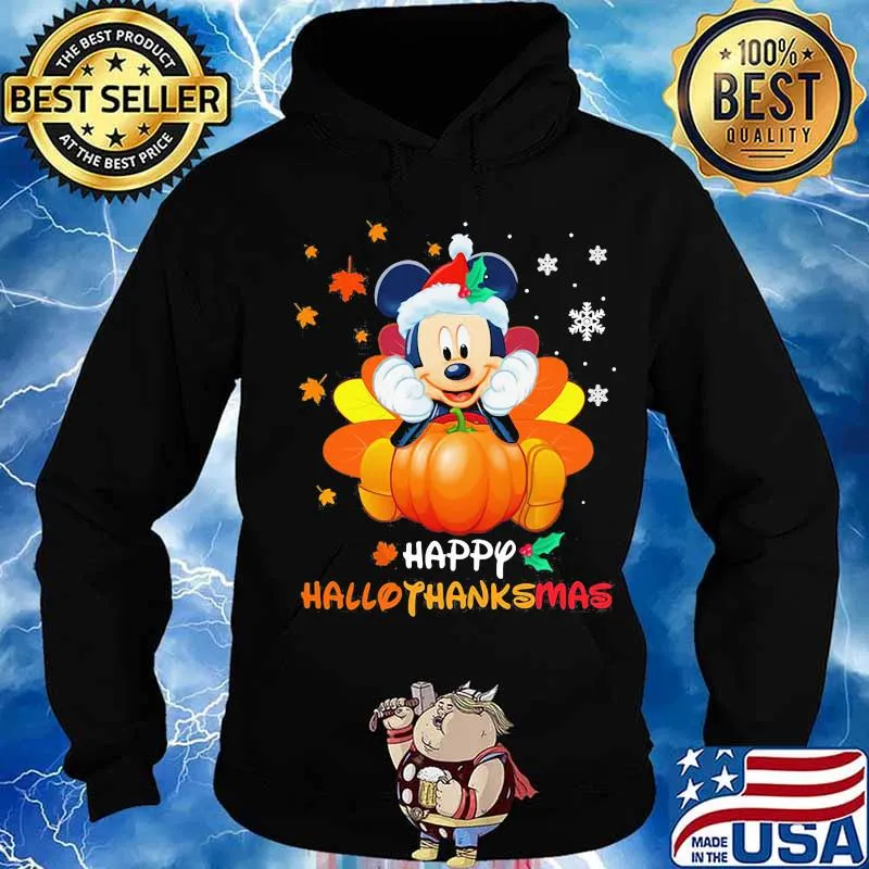 Mickey mouse happy hallothanksmas halloween thanksgiving christmas s Hoodie
