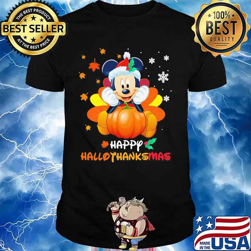 Mickey mouse happy hallothanksmas halloween thanksgiving christmas shirt
