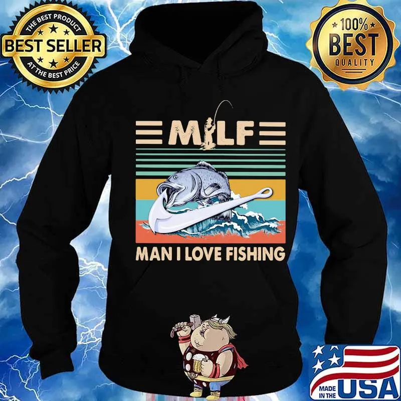 Milf man i love fishing vintage retro s Hoodie