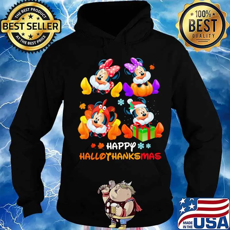 Minnie and mickey mouse happy hallothanksmas halloween thanksgiving christmas s Hoodie