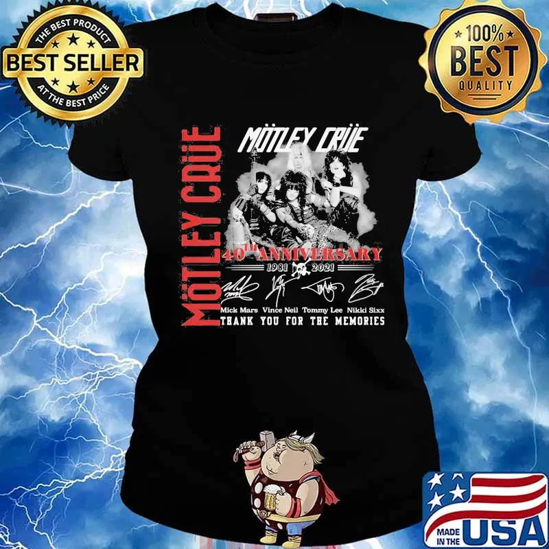 Motley crue 40th anniversary 1981 2021 thank you for the memories signatures s Ladies tee