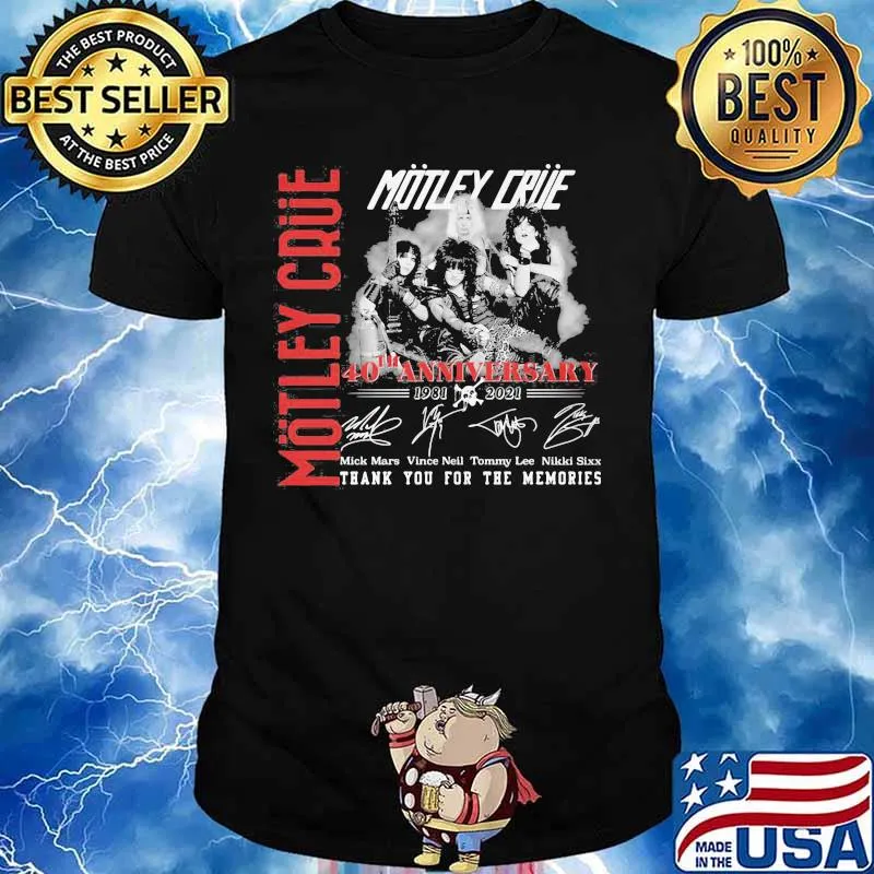 Motley crue 40th anniversary 1981 2021 thank you for the memories signatures shirt