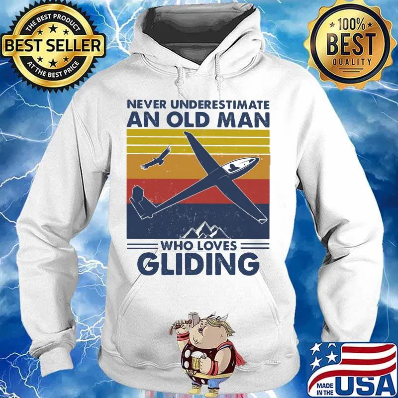 Never underestimate an old man who loves gliding vintage retro s Hoodie