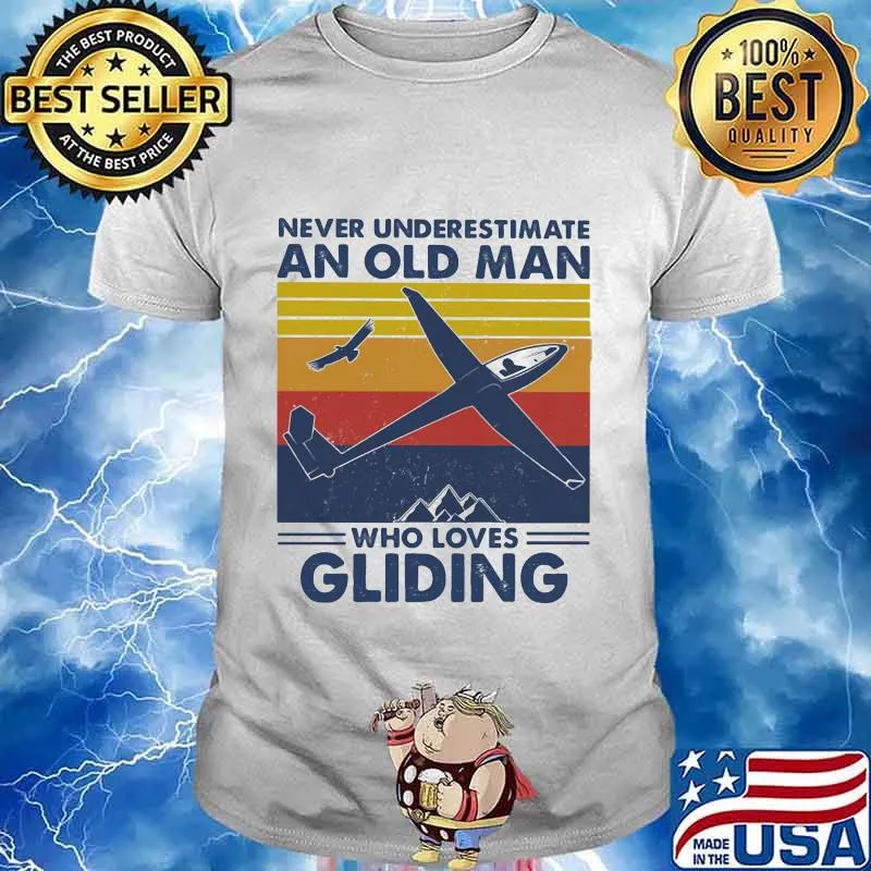 Never underestimate an old man who loves gliding vintage retro shirt