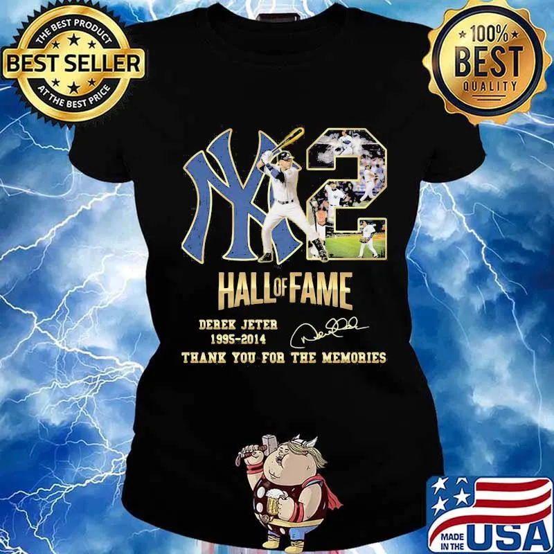New york yankees hall of fame derek jeter 1995 2014 thank you for the memories signature s Ladies tee