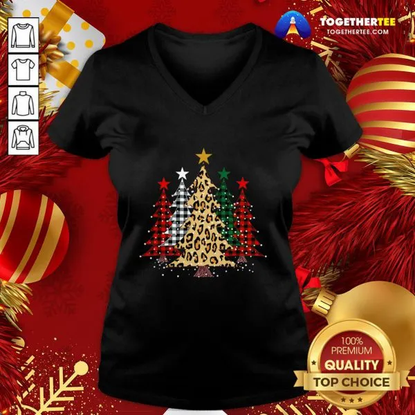 Official Buffalo Plaid And Leopard Christmas Tree Shirt - Image 2