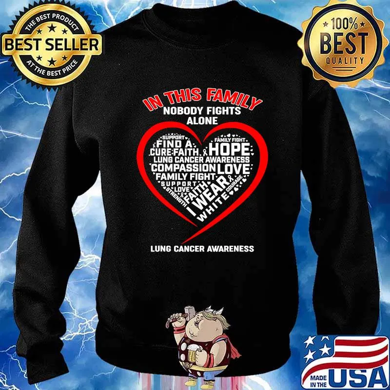 Official In This Family Nobody Fights Alone Lung Cancer Awareness Shirt Sweater