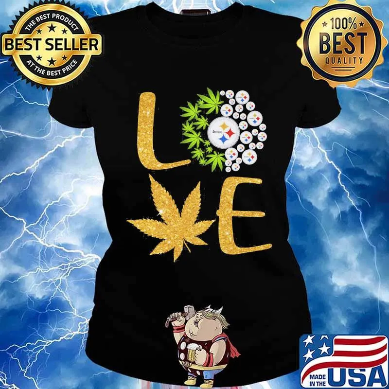 Official Love Steelers Cannabis Football Shirt Ladies tee